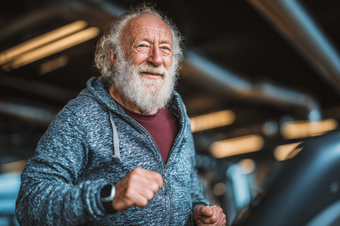 Щасливі старші люди після тренування з усмішками